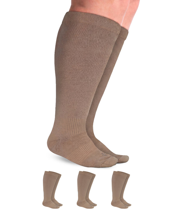 Doctor's Select 3 Pairs Plus Size Compression Socks Wide Calf - Up to 6XL | 20-30 mmHg Compression Socks for Women Wide Calf