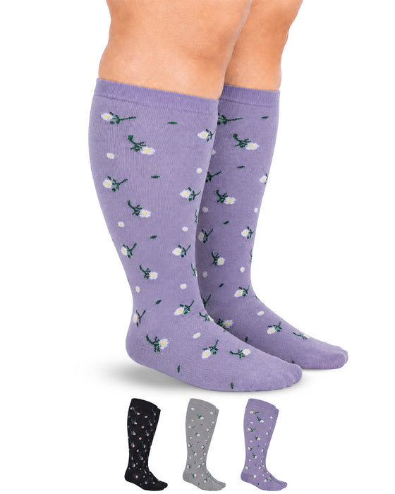Doctor's Select 3 Pairs Plus Size Compression Socks Wide Calf - 15-20 mmHg Bamboo Viscose Knee High Socks for Circulation Support