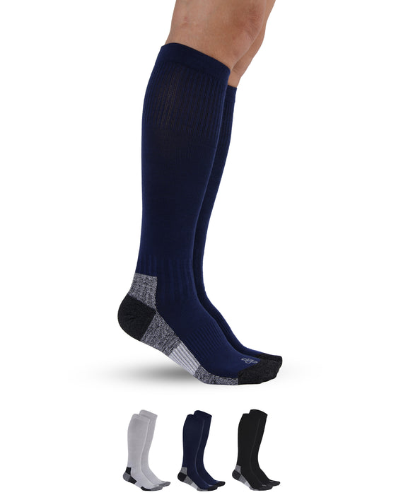 Doctor's Select Bamboo Viscose Light Compression Socks for Women & Men - 3 Pairs, 8-15 mmHg Compression Socks, Knee High
