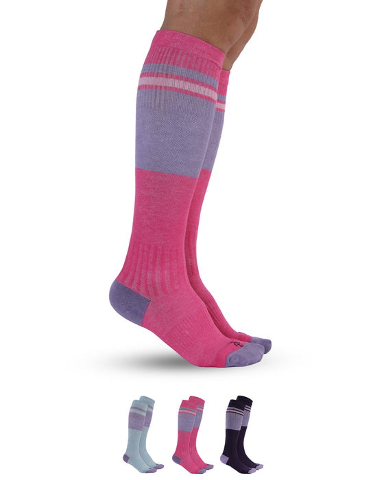 Doctor's Select Bamboo Viscose Light Compression Socks for Women & Men - 3 Pairs, 8-15 mmHg Compression Socks, Knee High