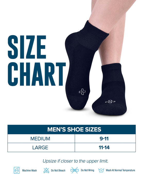 Doctor's Select Diabetic Socks for Men - 4 Pairs Diabetic Ankle Socks for Men | Non Binding Neuropathy Socks for Men