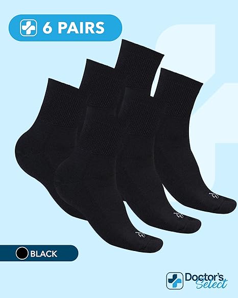Doctor's Select Bamboo Viscose Diabetic Socks for Women & Men - 6 Pairs, Viscose Bamboo Socks Woman, Non Binding, Wide Top