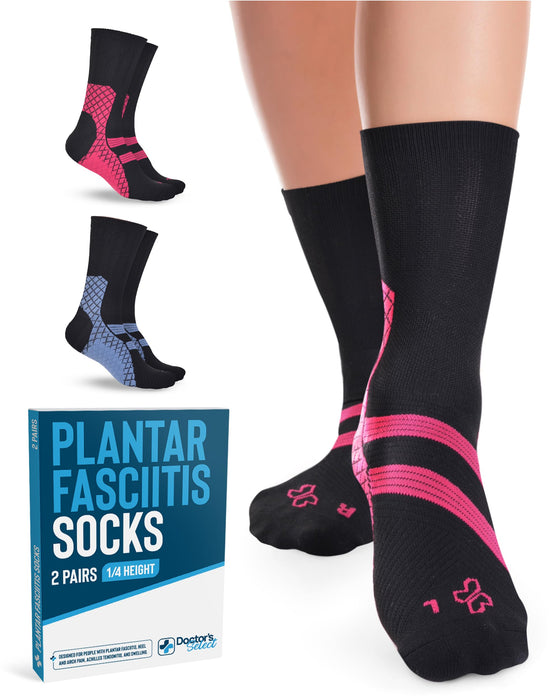 Doctor's Select Plantar Fasciitis Socks - 2 Pairs | Achilles Tendoniitis & Plantar Fasciitis Compression Socks