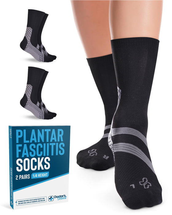 Doctor's Select Plantar Fasciitis Socks - 2 Pairs | Achilles Tendoniitis & Plantar Fasciitis Compression Socks