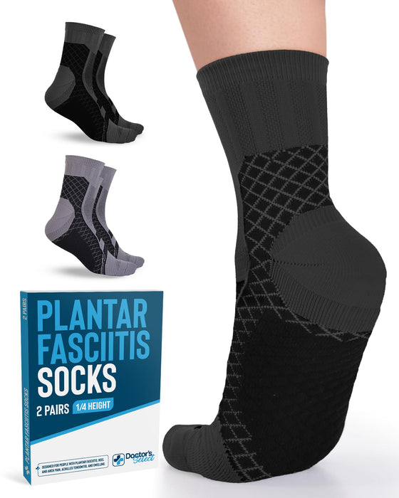 Doctor's Select Plantar Fasciitis Socks - 2 Pairs | Achilles Tendoniitis & Plantar Fasciitis Compression Socks