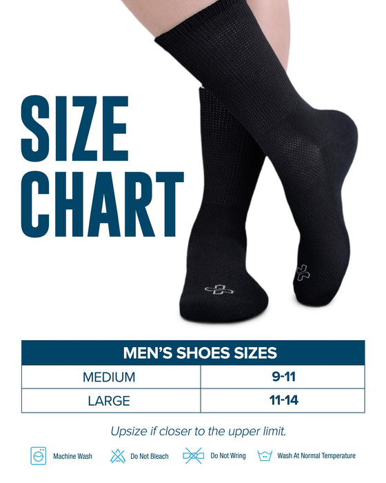 Doctor's Select Diabetic Socks for Men - 4 Pairs Crew Diabetic Neuropathy Socks for Men | Diabetic Socks for Men 9-12