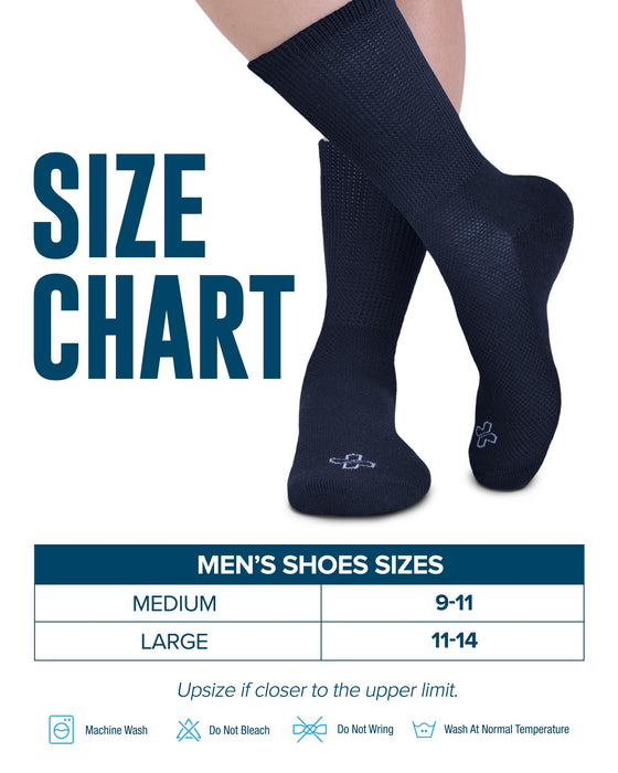 Doctor's Select Diabetic Socks for Men - 4 Pairs Crew Diabetic Neuropathy Socks for Men | Diabetic Socks for Men 9-12