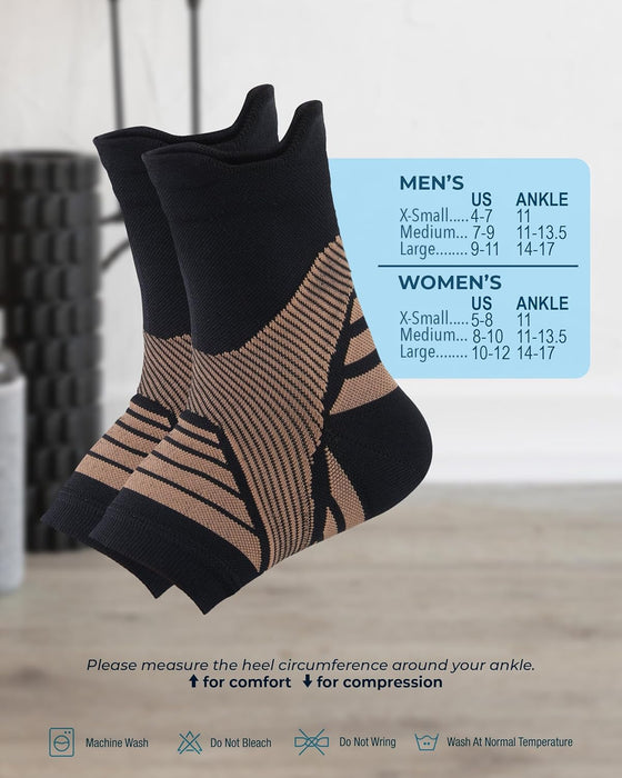 Doctor's Select Copper Ankle Sleeve - Copper Ankle Braces for Men, Ankle Support Foot Brace, Toeless Compression Socks, Black
