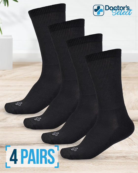 Doctor's Select Diabetic Socks for Men - 4 Pairs Crew Diabetic Neuropathy Socks for Men | Diabetic Socks for Men 9-12