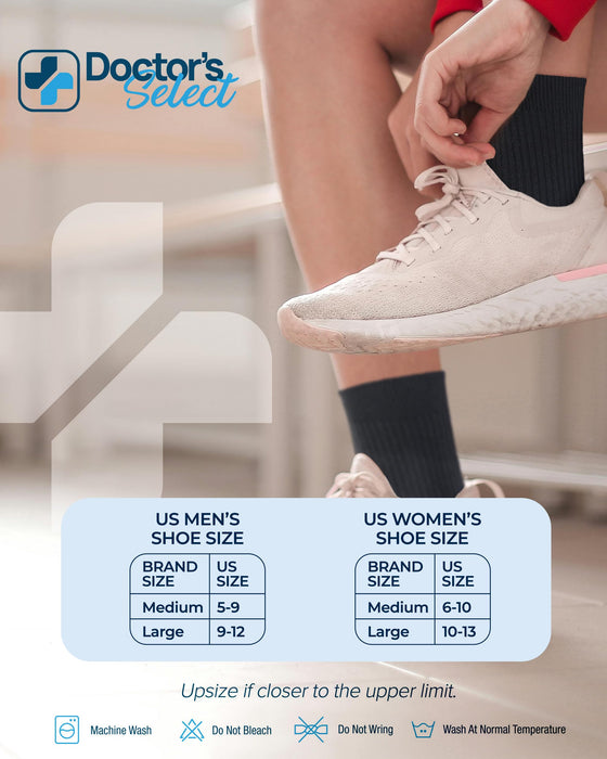 Doctor's Select Bamboo Viscose Diabetic Socks for Women & Men - 6 Pairs Non Binding Viscose Bamboo Socks for Swollen Feet