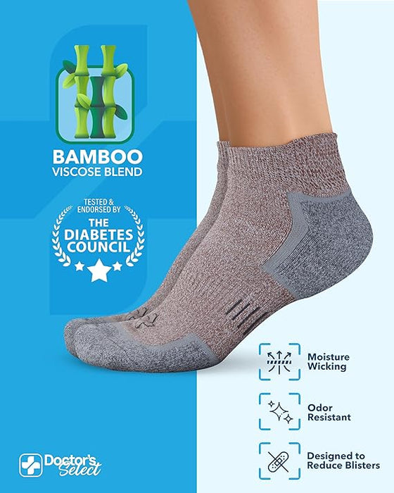 Doctor's Select Bamboo Viscose Diabetic Ankle Socks for Men & Women - 6 Pairs,Viscose Bamboo Socks Woman,Low Cut,Non Binding