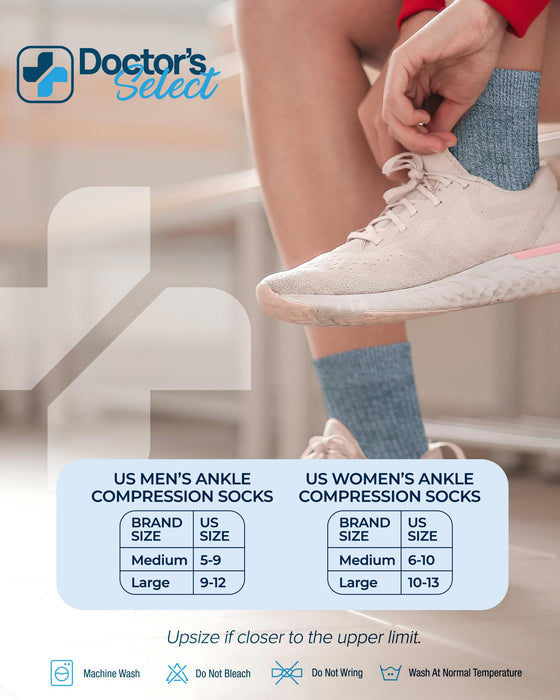 Doctor's Select Bamboo Viscose Diabetic Socks for Women & Men - 6 Pairs Non Binding Viscose Bamboo Socks for Swollen Feet