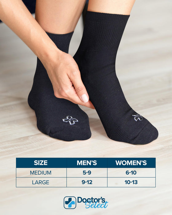 Doctor's Select Bamboo Viscose Diabetic Socks for Women & Men - 6 Pairs, Viscose Bamboo Socks Woman, Non Binding, Wide Top