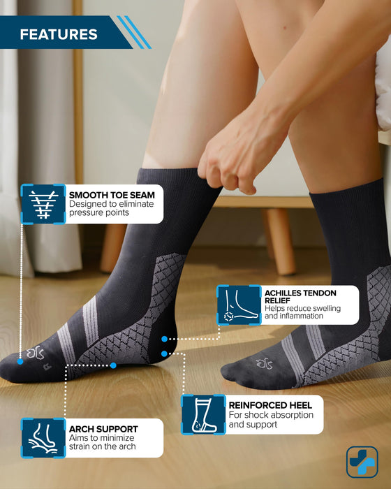 Doctor's Select Plantar Fasciitis Socks - 2 Pairs | Achilles Tendoniitis & Plantar Fasciitis Compression Socks