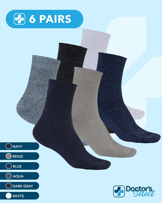 Doctor's Select Bamboo Viscose Diabetic Socks for Women & Men - 6 Pairs Non Binding Viscose Bamboo Socks for Swollen Feet