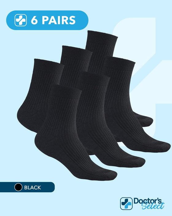 Doctor's Select Bamboo Viscose Diabetic Socks for Women & Men - 6 Pairs Non Binding Viscose Bamboo Socks for Swollen Feet