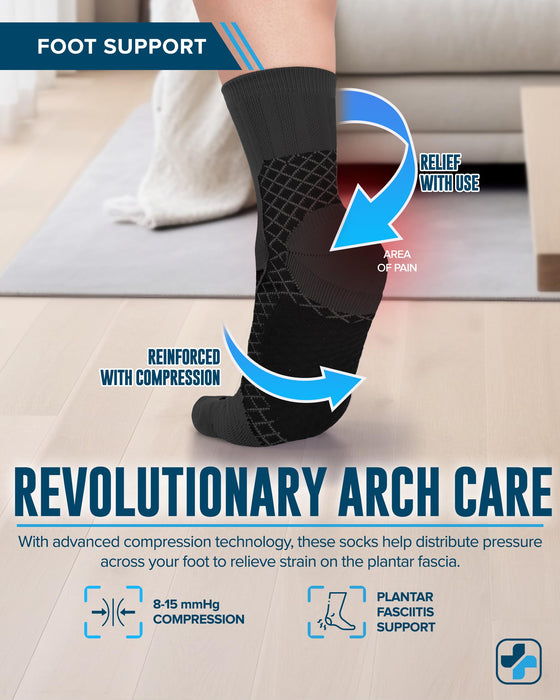 Doctor's Select Plantar Fasciitis Socks - 2 Pairs | Achilles Tendoniitis & Plantar Fasciitis Compression Socks