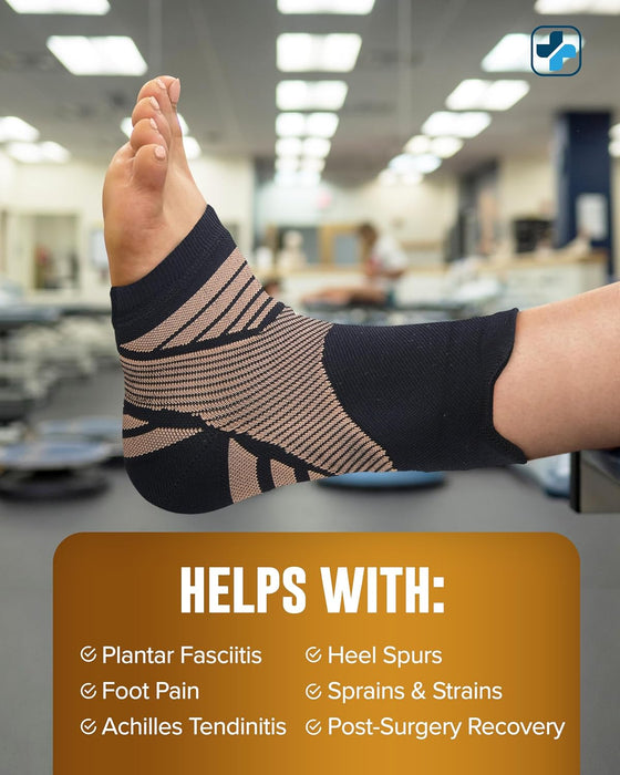 Doctor's Select Copper Ankle Sleeve - Copper Ankle Braces for Men, Ankle Support Foot Brace, Toeless Compression Socks, Black