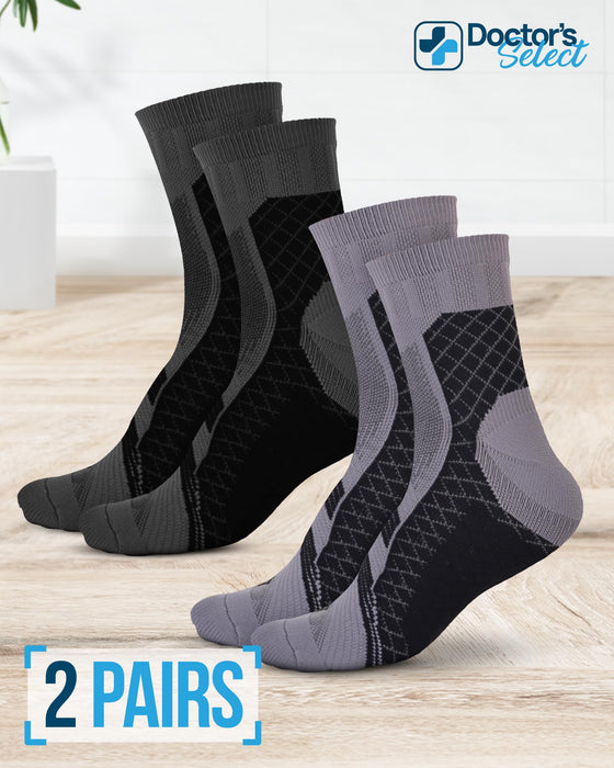 Doctor's Select Plantar Fasciitis Socks - 2 Pairs | Achilles Tendoniitis & Plantar Fasciitis Compression Socks