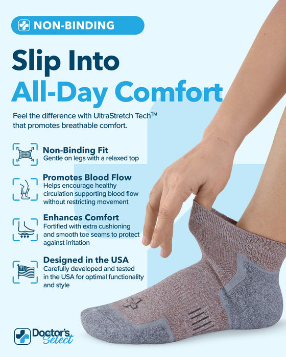Doctor's Select Bamboo Viscose Ankle Diabetic Socks for Women & Men - 6 Pairs Viscose Bamboo Socks Woman, Low Cut Non Binding
