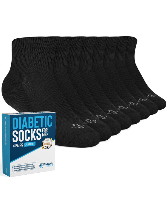 Doctor's Select Diabetic Socks for Men - 4 Pairs Diabetic Ankle Socks for Men | Non Binding Neuropathy Socks for Men