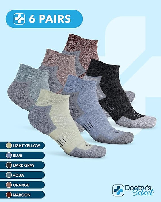 Doctor's Select Bamboo Viscose Diabetic Ankle Socks for Men & Women - 6 Pairs,Viscose Bamboo Socks Woman,Low Cut,Non Binding
