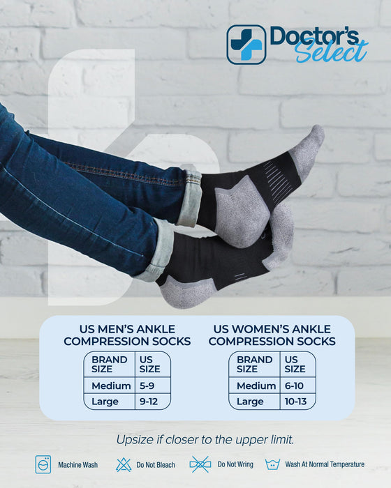 Doctor's Select Bamboo Viscose Ankle Diabetic Socks for Women & Men - 6 Pairs Viscose Bamboo Socks Woman, Low Cut Non Binding