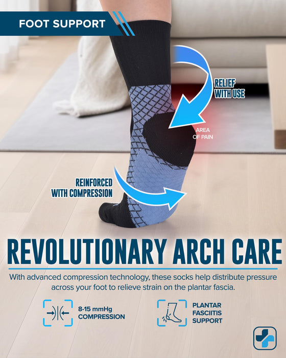 Doctor's Select Plantar Fasciitis Socks - 2 Pairs | Achilles Tendoniitis & Plantar Fasciitis Compression Socks