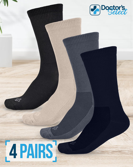 Doctor's Select Diabetic Socks for Men - 4 Pairs Crew Diabetic Neuropathy Socks for Men | Diabetic Socks for Men 9-12