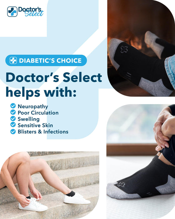 Doctor's Select Bamboo Viscose Ankle Diabetic Socks for Women & Men - 6 Pairs Viscose Bamboo Socks Woman, Low Cut Non Binding