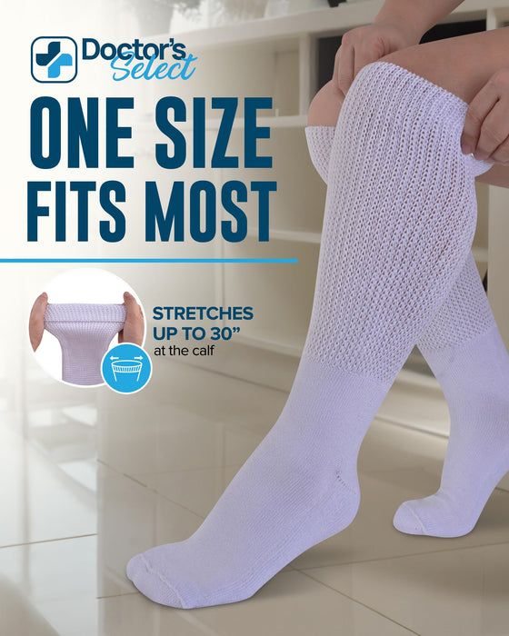 Doctor's Select 2 Pairs Extra Wide Socks for Swollen Feet - Bamboo Viscose Lymphedema Socks | Diabetic Bariatric Socks