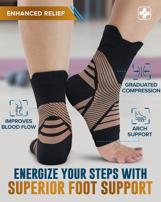 Doctor's Select Copper Ankle Sleeve - Copper Ankle Braces for Men, Ankle Support Foot Brace, Toeless Compression Socks, Black