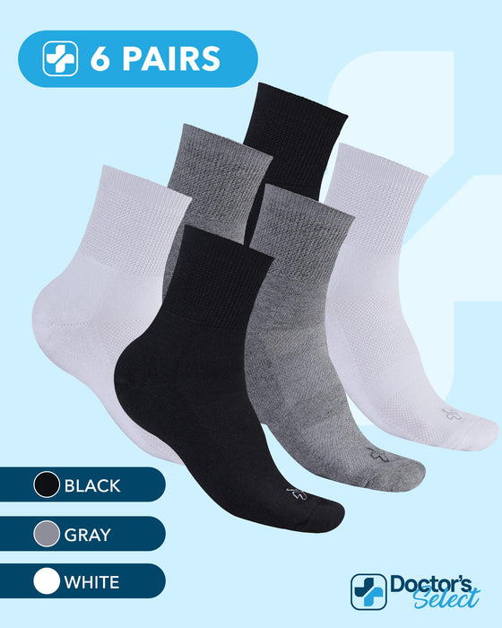 Doctor's Select Bamboo Viscose Diabetic Socks for Women & Men - 6 Pairs, Viscose Bamboo Socks Woman, Non Binding, Wide Top