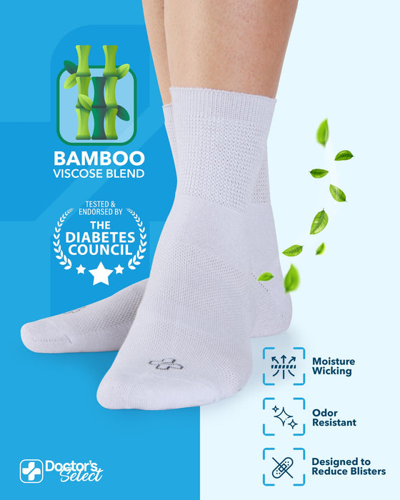 Doctor's Select Bamboo Viscose Diabetic Socks for Women & Men - 6 Pairs, Viscose Bamboo Socks Woman, Non Binding, Wide Top