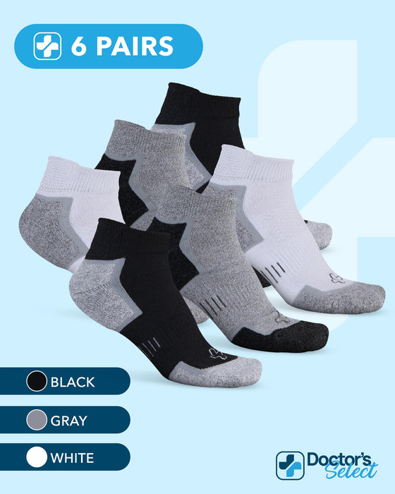 Doctor's Select Bamboo Viscose Ankle Diabetic Socks for Women & Men - 6 Pairs Viscose Bamboo Socks Woman, Low Cut Non Binding