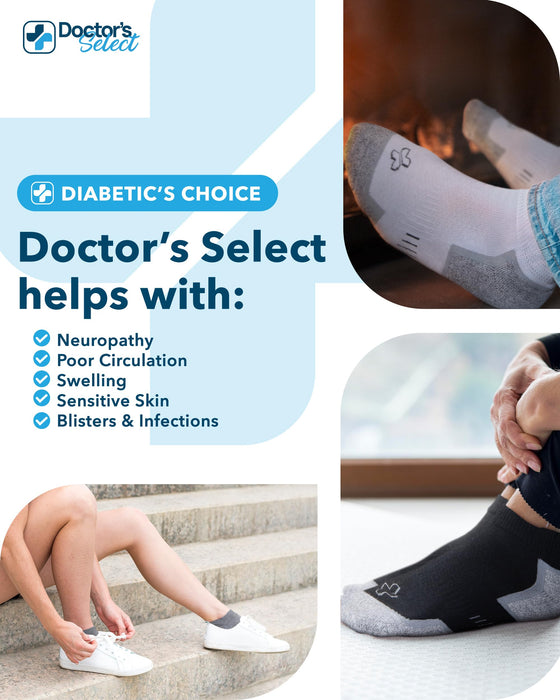 Doctor's Select Bamboo Viscose Ankle Diabetic Socks for Women & Men - 6 Pairs Viscose Bamboo Socks Woman, Low Cut Non Binding