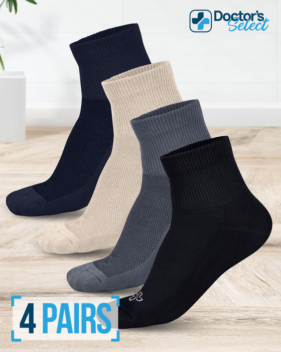 Doctor's Select Diabetic Socks for Men - 4 Pairs Diabetic Ankle Socks for Men | Non Binding Neuropathy Socks for Men