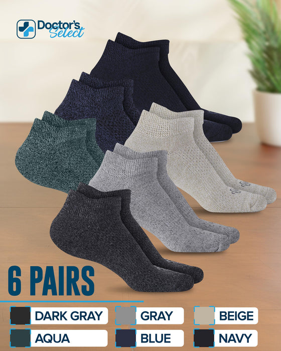 Doctor's Select Viscose Bamboo Ankle Diabetic Socks for Women and Men - 6 Pairs | Super Soft, Non Binding, Loose Wide Top