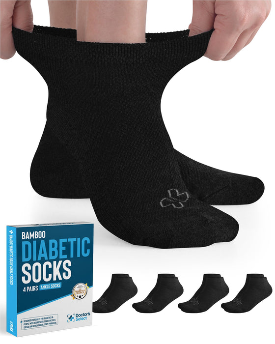 Doctor's Select Bamboo Diabetic Socks Women & Men - 4 Pairs Ankle Bamboo Socks Womens