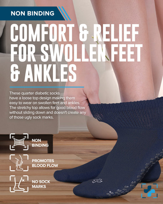 Diabetic Ankle Socks with Grippers for Men and Women | Non Binding Socks Women