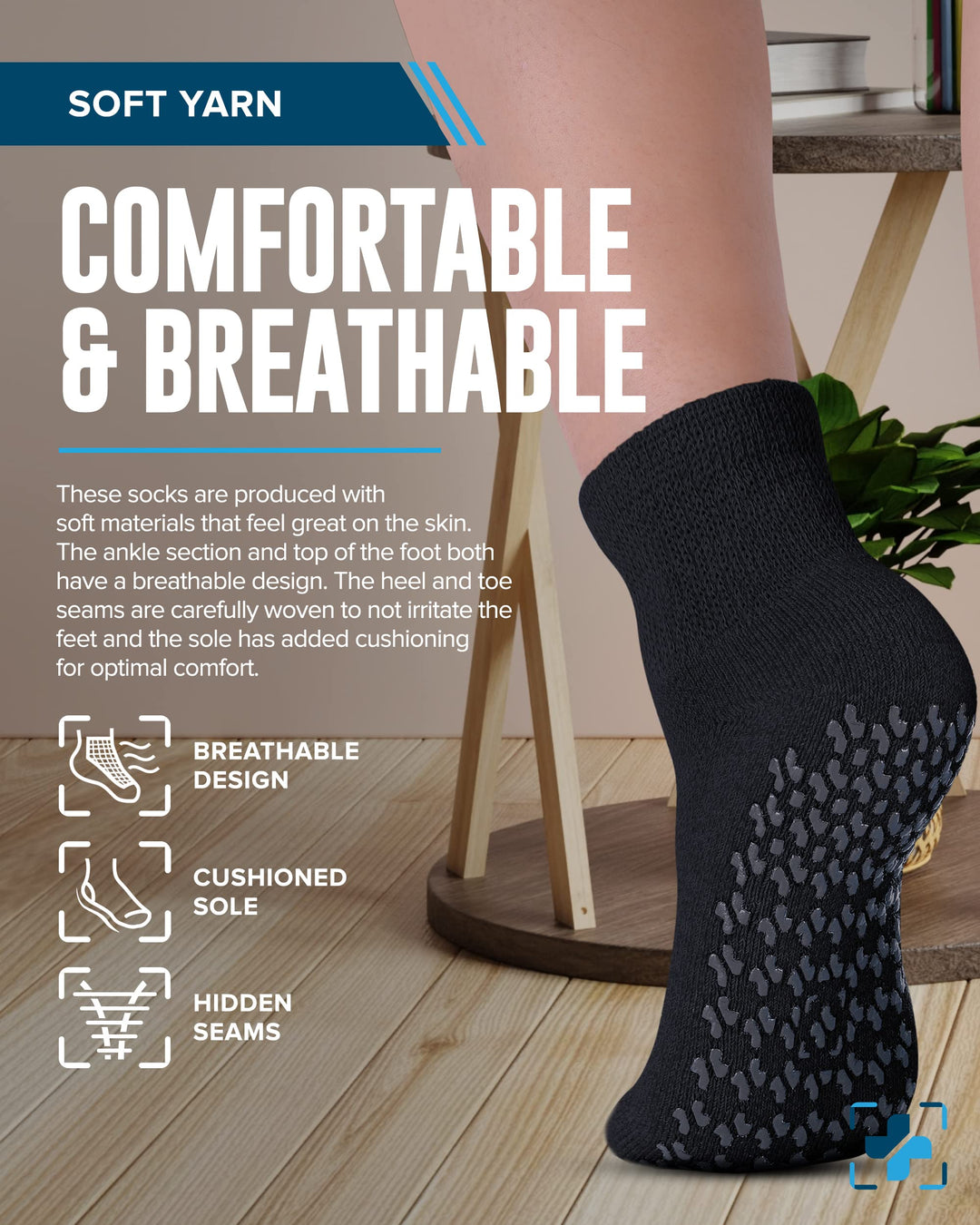 Diabetic Ankle Socks with Grippers for Men and Women | Non Binding Socks Women