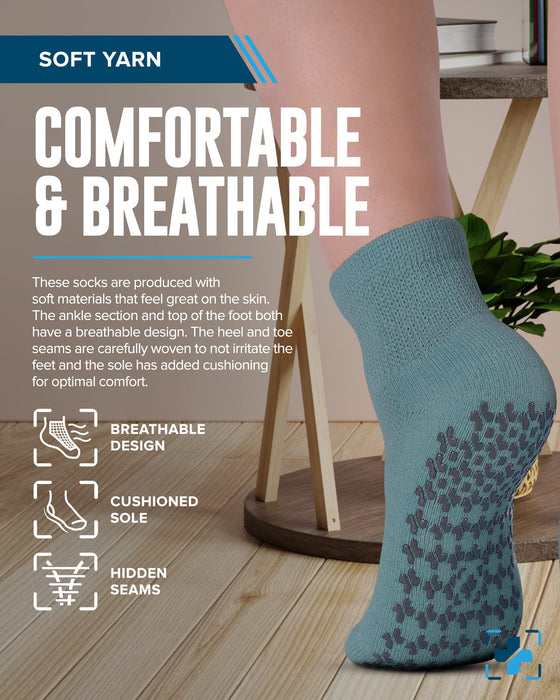 Women's Diabetic Ankle Socks – 3 Pairs, Soft Cotton Non-Binding Top, Made In USA (AWS/American Made)