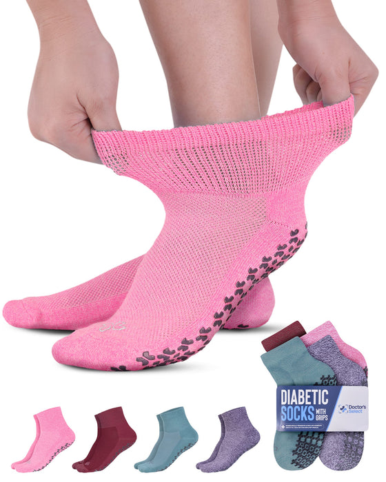 Womens Diabetic Slipper Socks with Gripper Soles
