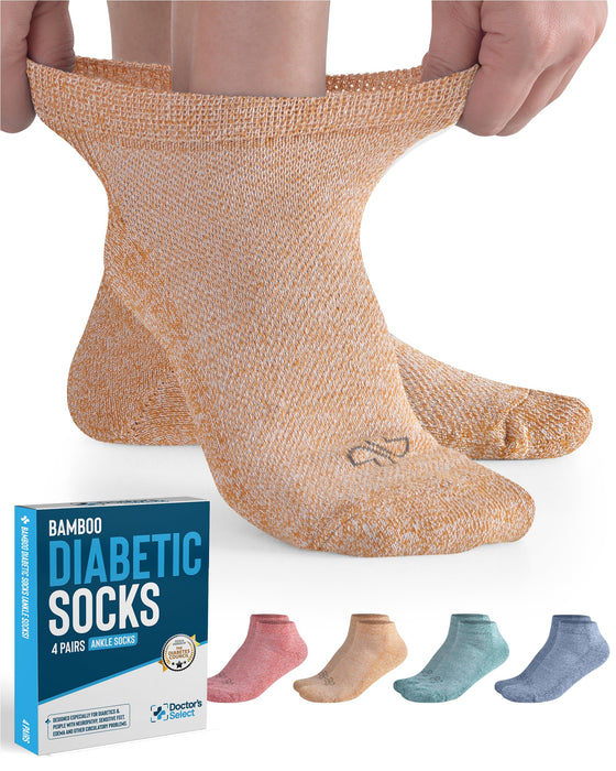 Doctor's Select Bamboo Diabetic Socks Women & Men - 4 Pairs Ankle Bamboo Socks Womens